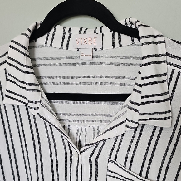 Vixbe Casual Shirttail Striped Button Down Knot front Shirt XXL - Picture 3 of 10
